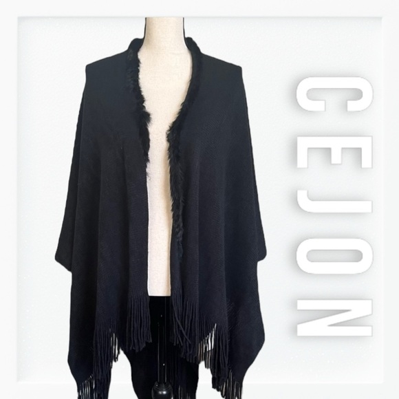 Cejon Soft Knit Fur Lined Open Shawl sz OS - Picture 1 of 8